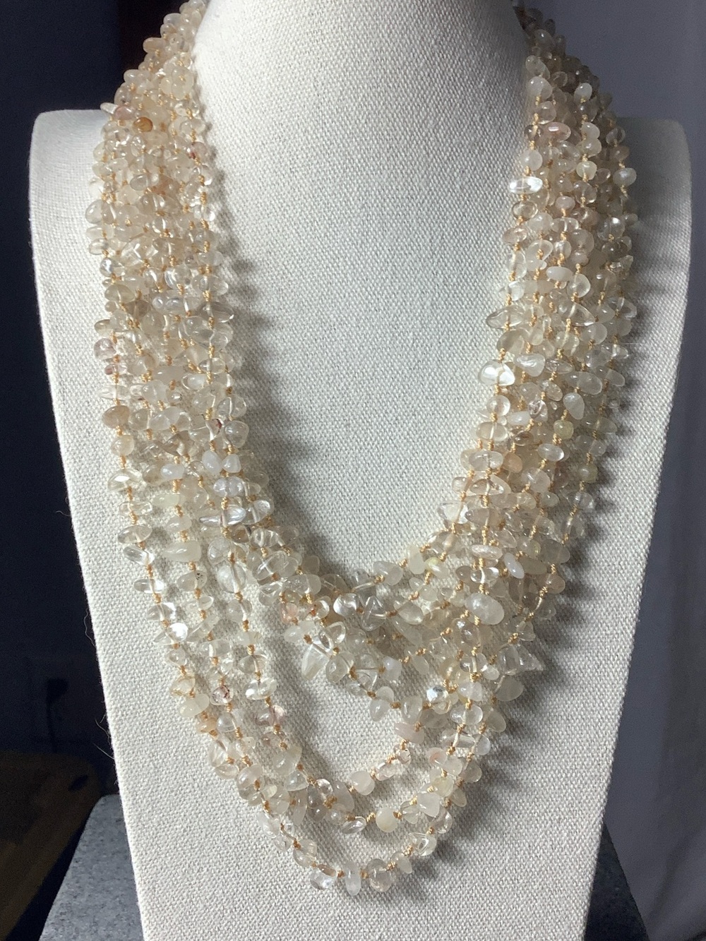 Elegant Multi-Strand Cream Beaded Necklace - Women Jewelry